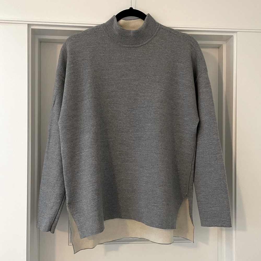 Everlane The Luxe Double-Knit Mockneck, M, grey